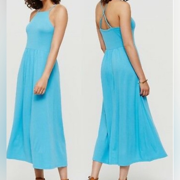 Lou & Grey Vibrant Blue Crisscross straps back maxi/ midi dress, size small - Picture 1 of 13